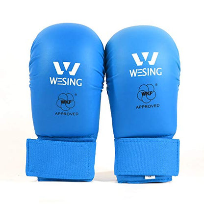 WESING Karate shin and Instep Guard Karate Gloves Approved by WKF - color: blue, size: Small