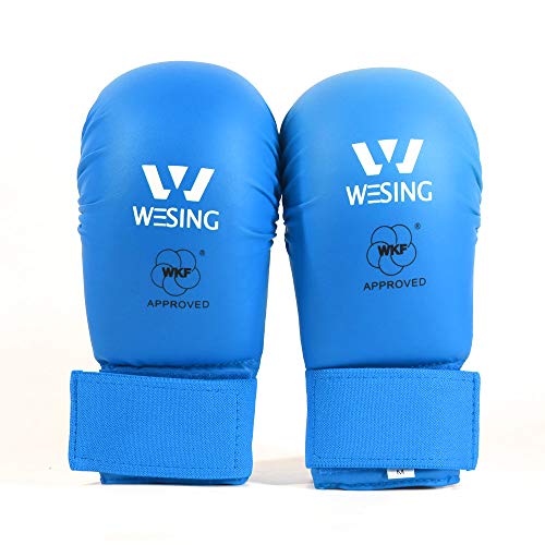 WESING Karate shin and Instep Guard Karate Gloves Approved by WKF - color: blue, size: X-Large