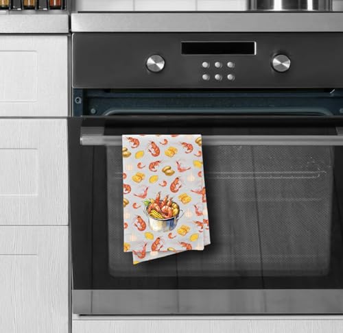 PXTIDY Shrimp Kitchen Towel for Shrimp Lover Seafood Shrimp Boil Season Dish Tea Towel Crawfish Lobster Kitchen Decor (Shrimp Kitchen)