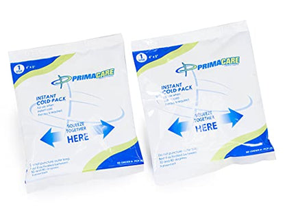 Primacare PCP-45 Instant Cold Packs (4” x 5”) – 24 Disposable Ice Packs with Non-Woven Covers for Pain Relief, Swelling, Inflammation, Sprains, Toothaches, First Aid, for Athletes & Outdoor Activities - size: 4" x 5"