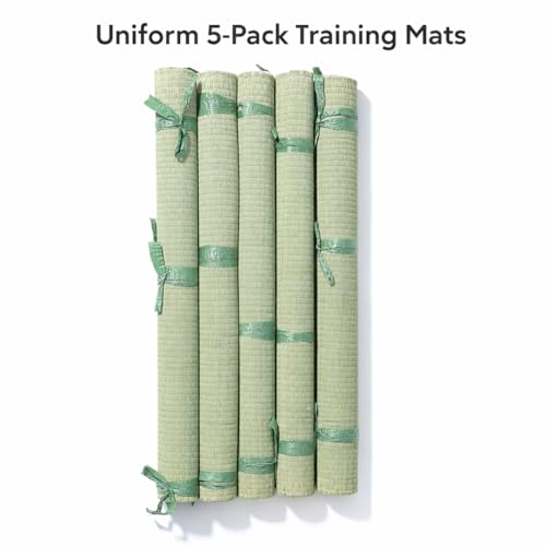 Tatami Mat for Sword Cutting – 5 Pack 59 x 34.5 Inch Light Green Rolled Rush Grass Targets, Japanese Standard Tatami Omote Construction for Martial Arts Test Cutting Practice and Dojo Training