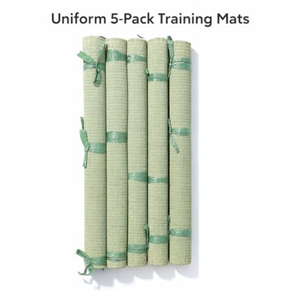 Tatami Mat for Sword Cutting – 5 Pack 59 x 34.5 Inch Light Green Rolled Rush Grass Targets, Japanese Standard Tatami Omote Construction for Martial Arts Test Cutting Practice and Dojo Training