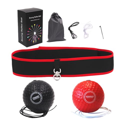 Boxing Reflex Ball, Boxing Ball Headband, Adjustable Head-Mounted Strength Training Boxing Balls Set, Reaction Ball for Adults Kids Courtyard Gym Home - color: A
