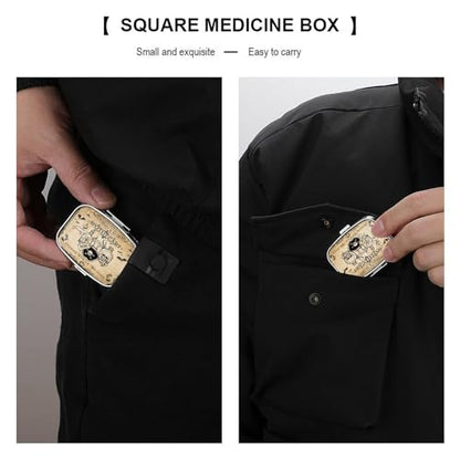 Metal 2 Compartment Pill Organizer Travel Friendly Portable Compact Pill Box Cute Pill Case to Hold Vitamins,Fish Oil,Supplements,Meds,Tablet for Purse,Pocket. (Bottles and Skeletons) - color: Bottles and Skeletons