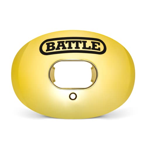 Battle Sports Chrome Oxygen Football Mouthguard | Maximum protection, Safe secure comfortable fit, Breathable built-in airflow channels, No boil required, Advanced composite - color: Gold