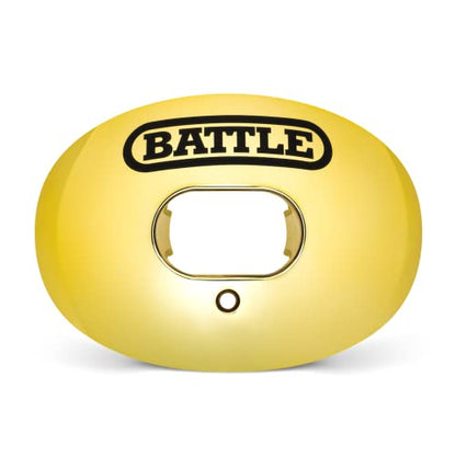 Battle Sports Chrome Oxygen Football Mouthguard | Maximum protection, Safe secure comfortable fit, Breathable built-in airflow channels, No boil required, Advanced composite - color: Gold