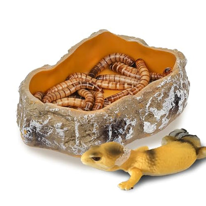 IBWell 4 Inch Reptile Food Dish Escape Proof Reptile Feeding Dish Resin Reptile Water Food Bowl for Bearded Dragon Chameleon Frog Snake Turtle Leopard Gecko - size: 4"