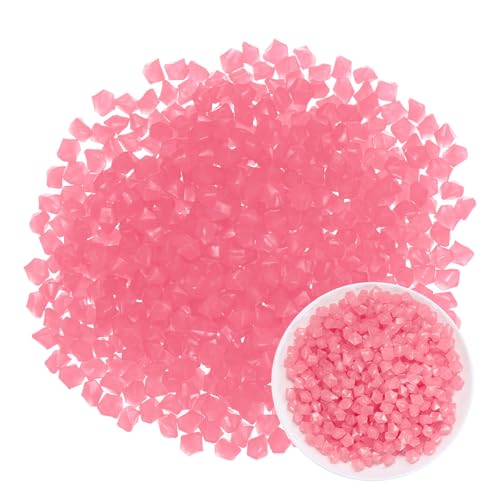 M METERXITY 300-Pack Glow in The Dark Rocks, 0.51" Resin Outdoor Garden Decorations Luminous Rhombus Stones for Garden Plants/Aquarium/Backyard Path, Aquarium Gravel [Pink] - color: Pink