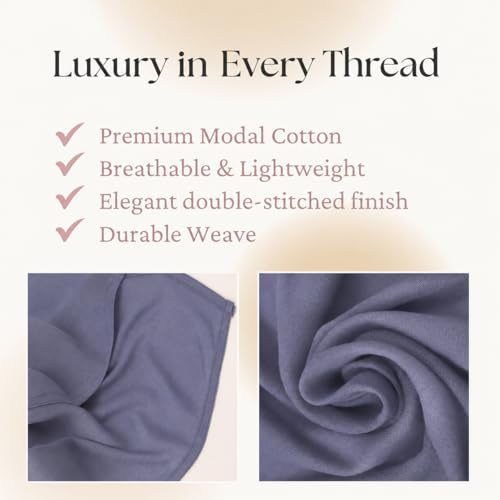 Premium Breathable Modal Cotton Hijab for Women, Lightweight, Non-Slip, Soft & Elegant Scarf for Everyday Wear - color: Dusty Periwinkle