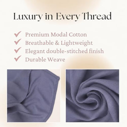Premium Breathable Modal Cotton Hijab for Women, Lightweight, Non-Slip, Soft & Elegant Scarf for Everyday Wear - color: Dusty Periwinkle