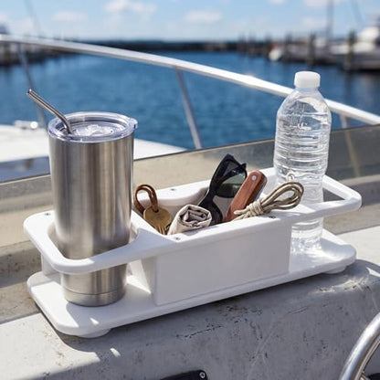 Boat Suction Cup Holder Drink Holder & Storage Heavy Duty Boat Console Caddy Organizer for Cell Phone, Coffee Mugs, Sunglasses, Keys and Small Items, Angler Fishing Gift