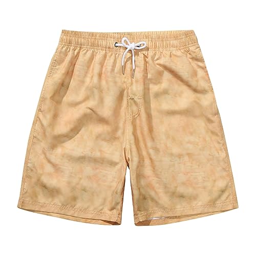 Ctreela Men's Funny Dog 3D Graphic Yellow Loose Fit Summer Beach Shorts - color: Khaki, size: Medium
