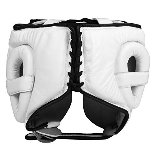 TITLE Boxing Leather Sparring Headgear - MMA & Muay Thai Protection - color: White, size: Standard
