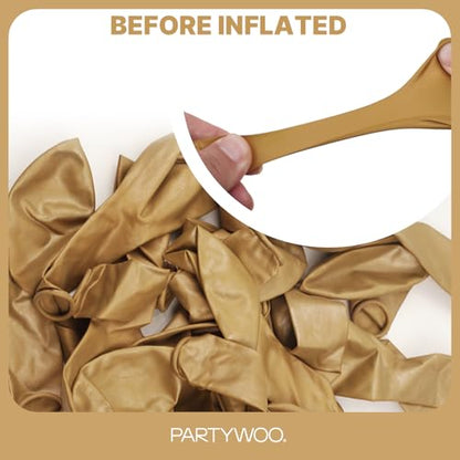PartyWoo 메탈릭 골드 풍선 152피스 다양한 사이즈 45.7cm(18인치), 30.5cm(12인치), 25.4cm(10인치), 12.7cm(5인치) 크롬 골드 풍선 아치 키트 화환 생일 졸업 베이비 샤워 웨딩 처녀 파티 장식 골드-G127 - color: 골드-g127