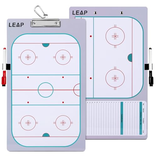 Coach Board Clipboard Premium Tactical Double-Sided Coach Marker Board with Full & Half Court Dry Erase Marker Board for Basketball Baseball Football Soccer Hockey Lacrosse & Volleyball Coahces - color: Ice Hockey