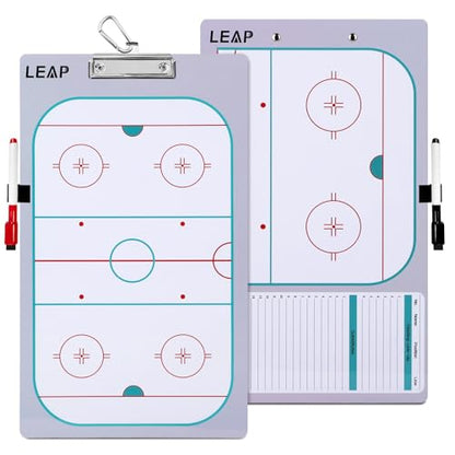 Coach Board Clipboard Premium Tactical Double-Sided Coach Marker Board with Full & Half Court Dry Erase Marker Board for Basketball Baseball Football Soccer Hockey Lacrosse & Volleyball Coahces - color: Ice Hockey