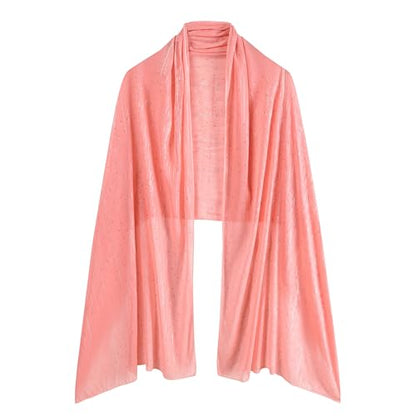OurLore Chiffon Shawls Wraps for Women Sheer Glitter Scarf Sparkly Rhinestones Shoulder Sarong Cover Up Hijab for Wedding - color: Blush Pink