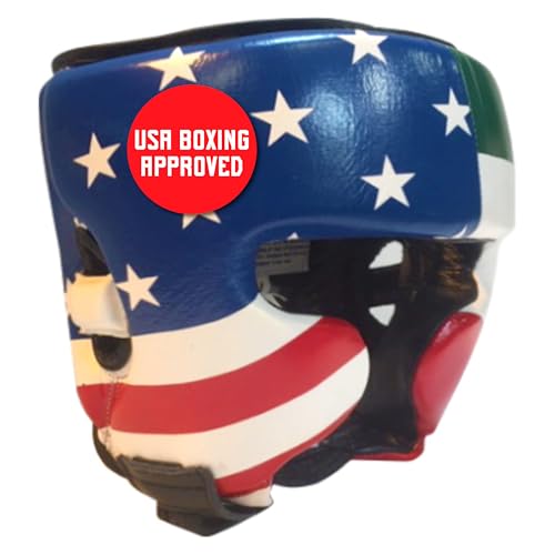 Ringside Competition Boxing Headgear, USA Boxing-Approved Leather Headgear with Cheek Protection, Great for MMA, Muay Thai, Kickboxing, and Training, Ideal for Men and Women, USA/Mexico, Medium