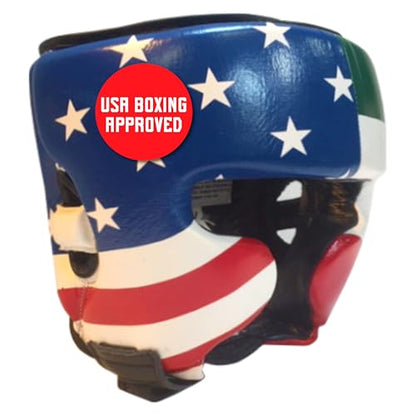 Ringside Competition Boxing Headgear, USA Boxing-Approved Leather Headgear with Cheek Protection, Great for MMA, Muay Thai, Kickboxing, and Training, Ideal for Men and Women, USA/Mexico, Medium