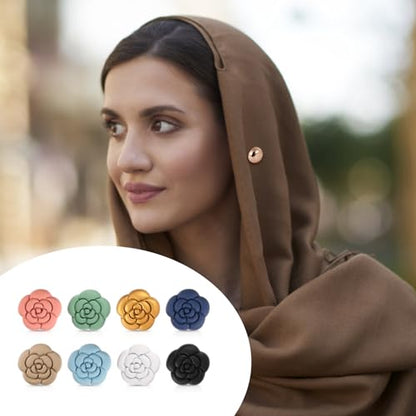 Camellia Style 8pcs Pinless Multipurpose Magnetic Hijab Pins - Colorful Scarf Pins for Women's Hijabs & Clothes