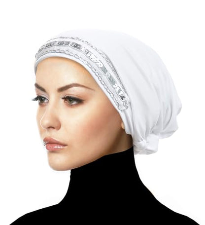 Luxor Fashion Lycra Snood Caps Women Chemo Beanie Hat - color: White