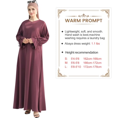 khalat Women's Muslim Kaftan Abaya Dress Eid Prayer Dress for Women Islamic Daily Dress Smooth Flowy Muslim Women Clothes - color: Purple, size: Small