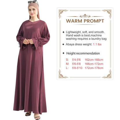 khalat Women's Muslim Kaftan Abaya Dress Eid Prayer Dress for Women Islamic Daily Dress Smooth Flowy Muslim Women Clothes - color: Purple, size: Medium