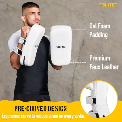 Elite Sports Muay Thai Kickboxing Training Pad for Kickboxing, MMA, Taekwondo, Karate. Ideal for Punches, Knees, and Kicks in Martial Arts Training (ONE PAD ONLY) - color: Solid White