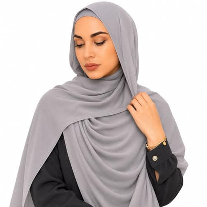 Premium Breathable Modal Cotton Hijab for Women, Lightweight, Non-Slip, Soft & Elegant Scarf for Everyday Wear - color: Ash Gray