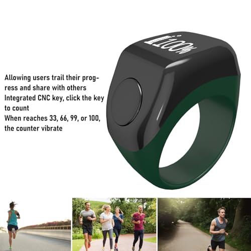 Finger Smart Tally Counter Ring, Muslim Digital Azan Alarm Clock, Vibration Reminder, Touch Control, 0.42in Screen, for Nice Islamic Gift - color: Green