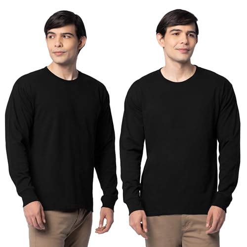 Fruit of the Loom Men's Eversoft Cotton Long Sleeve T-Shirts, 2 Pack - color: Long Sleeve - Black Ink, size: Medium