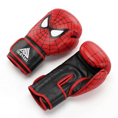 Boxing Gloves Red for Kids 6oz 8oz – Muay Thai MMA Kickboxing Training & Sparring Gloves with Hook and Loop Wrist Support and Breathable Ventilation - size: 6 oz