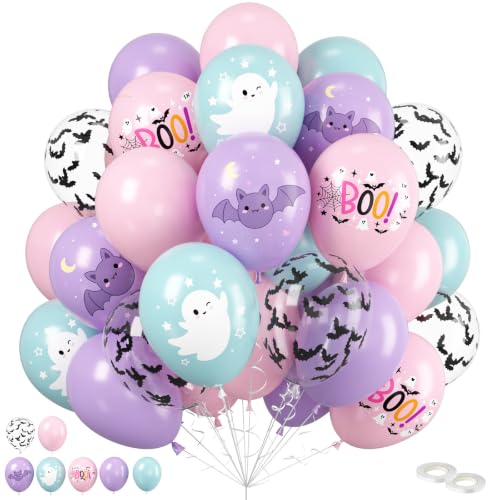 Pastel Halloween Balloons, Pink Blue Purple for Spooky Halloween Decoration - color: Pastel Pink Purple