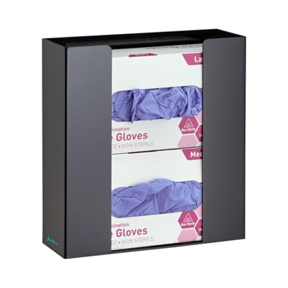 AdirMed VivaEssentials Double Glove Box Holder, Wall Mount or Free Standing Black Acrylic Glove Holder - color: Black, style: Double Box Capacity