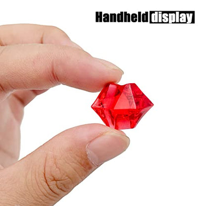 Vase Fillers,150 pcs 16 * 22 mm Red Fake Crushed Ice Cubes, Red Plastic Artificial Acrylic Rocks Acrylic Decor - color: Red-16*22mm-150pcs