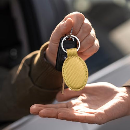 LaserGram Oval Keychain, Allah 1, Personalized Engraving Included (Carbon Fiber Gold) - color: Carbon Fiber Gold