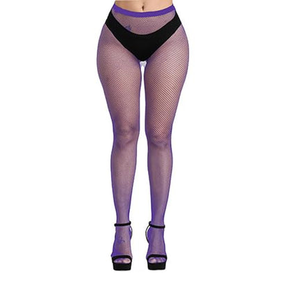 Bestjybt Womens Fishnet Tights High Waist Mesh Fish Net Stockings Pantyhose | Cool Pattern, Sexy, Perfect For Daily Use, Costume Halloween Cospaly, Versatile, Stretchy, Non-Itchy, Great Fit - color: Purple