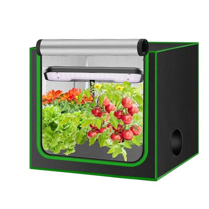 Small Grow Tent for Aerogarden，24”x16”x24” ，Hydroponics Growing System ，Highly Reflective 600D Diamond Mylar Canvas with Ventilation window and Floor Tray for Hydroponic Indoor Plant Growing - size: 24"x16"x24"