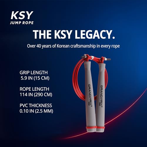 Jump Rope for Men and Women (Grand Prix Ultra Speed Series) – Adjustable Wire Rope for CrossFit, Boxing, and Fitness Training – Smooth, Fast, Tangle-Free Rotation (Made in Korea) - color: Gray/Red