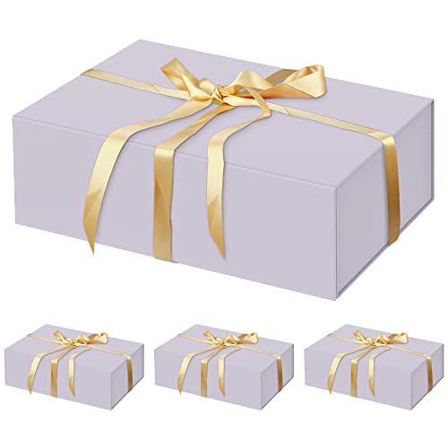 HavrePac 4 Pack Large Gift Boxes 13.8x9x4.3 Inches Luxury Gift Boxes with Lids,Magnetic Closure Gift Box for Present Packaging Box for Mother's Day, Birthdays, Party,Weddings - color: Purple, size: 1 count (Pack of 4)
