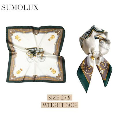 Sumolux Head Hair Scarf for Women Like Satin Silk Scarf Bandana Hair Wrapping Night Large Square Scarves 27.5" - color: Green Carriage