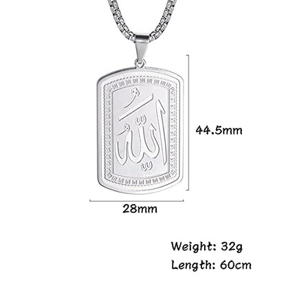 LIKGREAT Allah Necklace for Men Ayatul Kursi Muslim Necklace Allah Pendant Necklace Islamic Muslim Jewelry