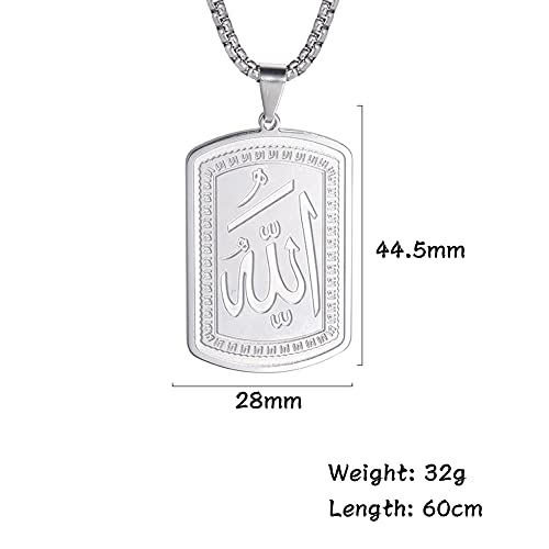VASSAGO Allah Necklace for Women Men Stainless Steel Islamic Muslim Pendant Islam Religious Charm Jewelry Gift - color: Silver Allah Necklace