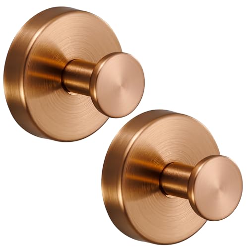 Suction Cup Hooks for Shower,Stainless Steel Towel Hooks No Drill | Vacuum-Lock Mount, Removable and Reusable for Glass, Tile, Metal and Smooth Non-Porous Surfaces(2 Pack,Champagne Bronze) - color: Champagne Bronze