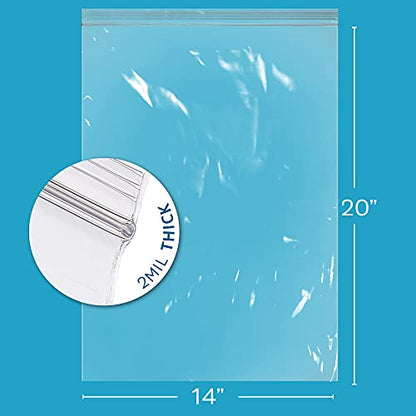GPI - Extra-large Zip Bags, 14" x 20" Large Reclosable Lock Zip Bags, Clear Plastic Zipper Storage Bags with Zip Top Lock for Freezer, Apparel, Clothing, Food, Supplies - 500 Count - size: 14" x 20"