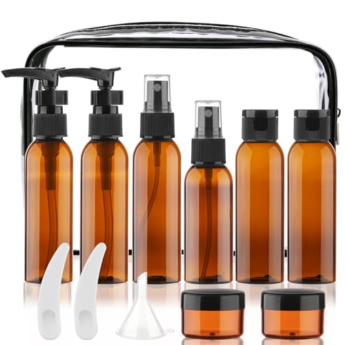 Cosywell 13 Pack Brown Travel Size Bottles for Toiletries - color: K-Brown-13pcs