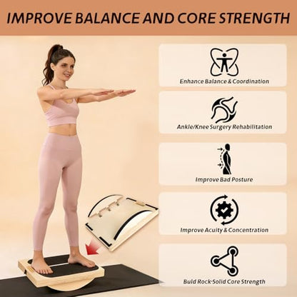 ZALL Slant Board Balance Board 2-in-1 Wooden Adjustable Calf Stretcher | Velour Squat Wedge Wobble Exercise Knee Ankle Heel Foot Pain Relief Incline