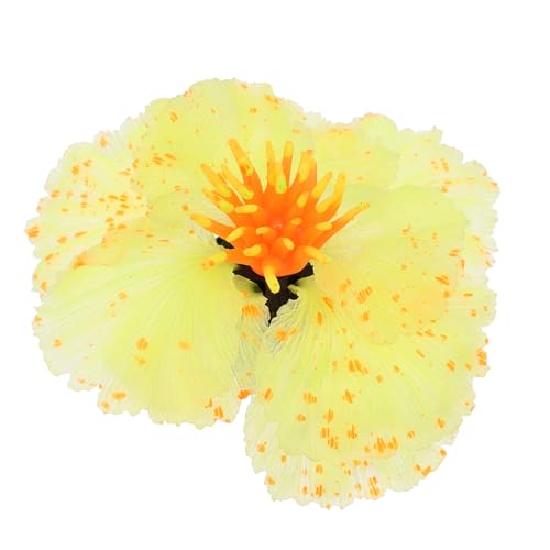 Artificial Water Grass Aquarium Decor Silicone Fish Tank Plant Ornament Lifelike Aquatic Landscape Decoration Lightweight Yellow Micro Landscape for Betta Fish and Aquariums