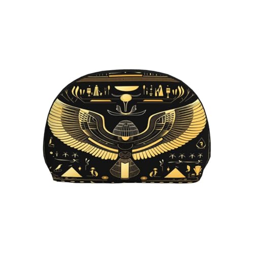 Egyptian Hieroglyphics 2-Piece Shell Makeup Bag Set, Large Capacity Travel Cosmetic Bag For Women With Zipper, Waterproof Polyester Toiletry Organizer Pouch For Purse, Travel, Gym & Daily Use - color: Egyptian Hieroglyphics1