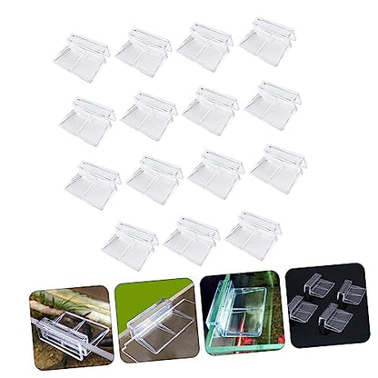 VANZACK 15pcs Acrylic Fish Tank Stand Clips Tank Divider Mounting Brackets for Goldfish Betta Cover Support Frame - size: 5.5X4X1.8CM